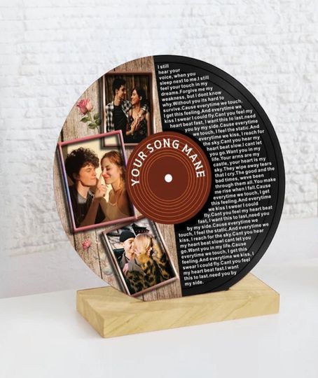 Personalized Vinyl Record with Photo Acrylic Song Plaque Birthday Anniversary Fathers Mothers Valentines Day Gift for Her Him Husband Friend