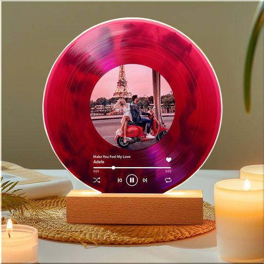 Personalized Vinyl Record with Photo - Birthday Gift for Her Him - Valentines Day Gift - Acrylic Song Plaque - Anniversary Gift for Friends