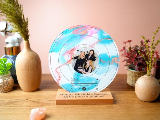Personalized Vinyl Record with Photo - Birthday Gift for Her Him - Valentines Day Gift - Acrylic Song Plaque - Anniversary Gift for Friends