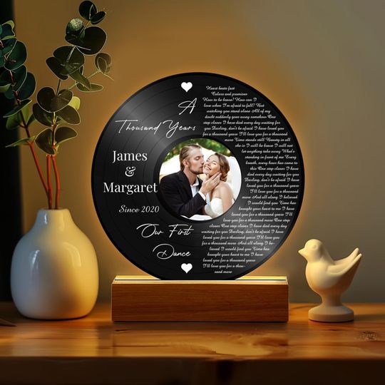 Personalized Vinyl Record With Photo, Custom Song Lyrics Acrylic Plaque, Anniversary Gift for Wife Husband, Valentine's Day Gift