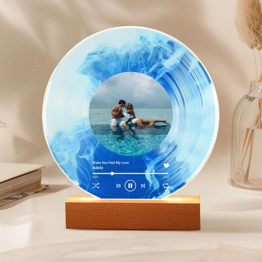 Personalized Vinyl Record with Photo - Birthday Gift for Her Him - Valentines Day Gift - Acrylic Song Plaque - Anniversary Gift for Friends