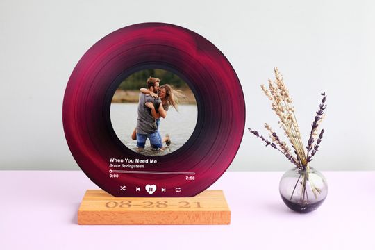 Personalized Vinyl Record with Photo - Acrylic Song Plaque - Anniversary Gift for Friends - Birthday Gift for Her Him - Valentines Day Gifts