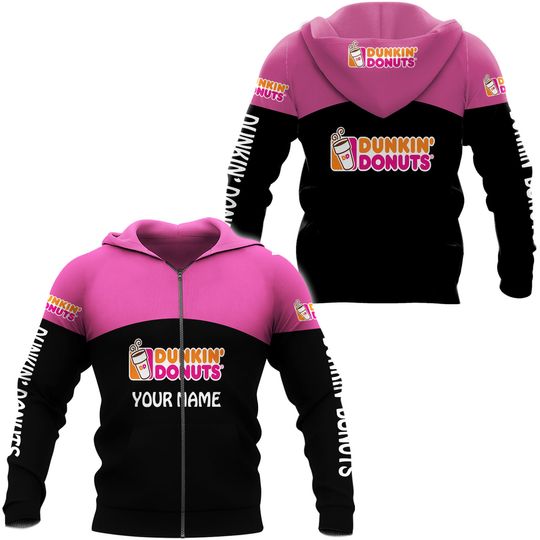 Personalized Dunkin' donuts 3D Hoodie| Dunkin Donut fan Zip Hoodie