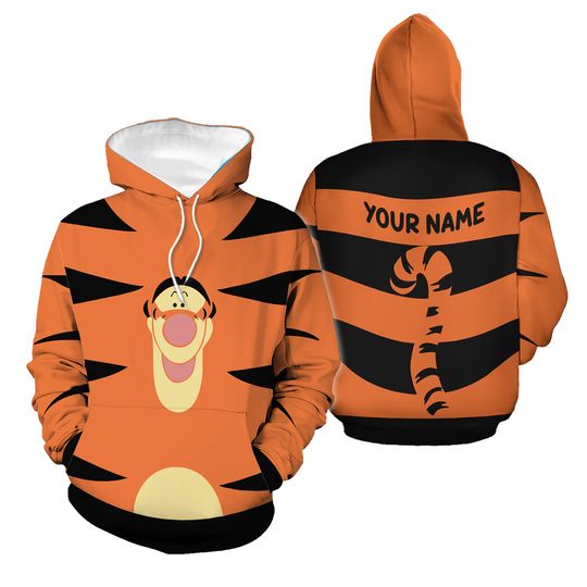 Discover Personalize Winnie The Pooh Tigger Face Hoodie