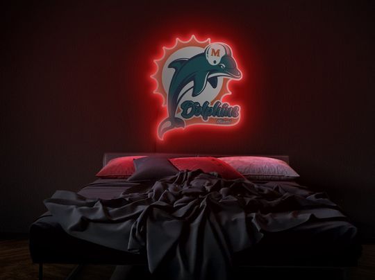 Miami Dolphins Neon Sign, Football Lover Gift, Game Day Gift, Home Decor