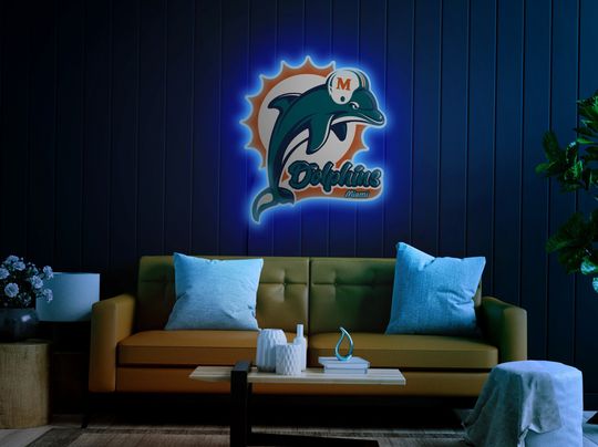 Miami Dolphins Neon Sign, Football Lover Gift, Game Day Gift, Home Decor