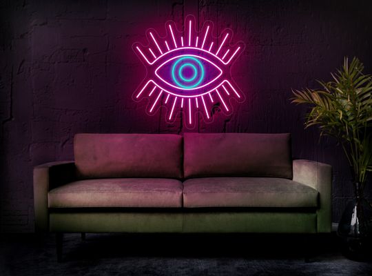 Evil eye neon sign, All eyes on me sign, Magic eye sign, Eye wall decor