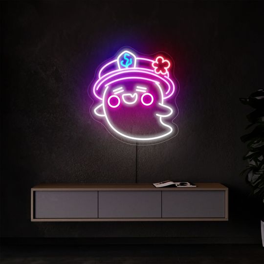 Boo Tao neon sign, Hu Tao ghost neon, Genshin Impact neon, Gamer neon, Anime neon, Genshin Impact gift