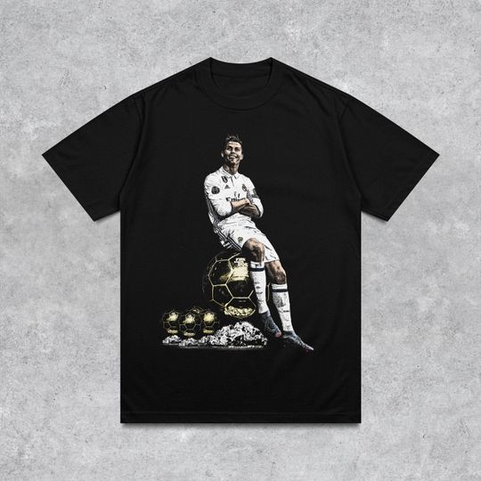 Cristiano Ronaldo Ballon d'or Graphic T-shirt, Iconic Retro Football Tee, Football Gift Idea