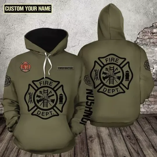 Firefighter Simple Custom Name Hoodie 3D