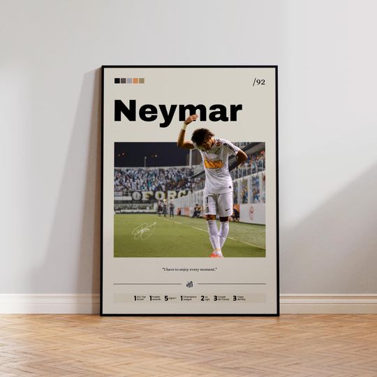 Neymar Poster, Neymar Soccer Print Decor, Santos FC Poster, Neymar Santos Print, Sports Wall Art, Neymar Fan Gift