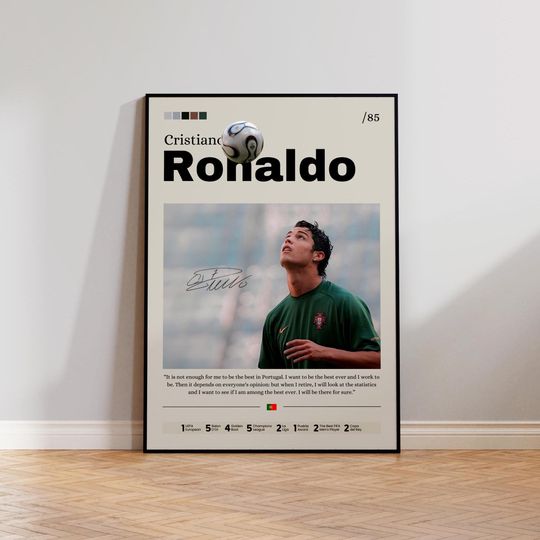 Cristiano Ronaldo Poster, Soccer Print, CR7 Print Decor, Football Legend, Ronaldo Portugal Print, Sports Wall Art, Ronaldo Fan Gift