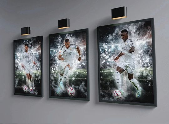 Mbappe, Vini Jr, Bellingham - Real Madrid - Football Poster - Legendary Football Player - Soccer Poster - Football Art
