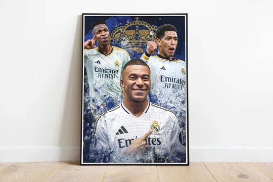 Mbappe, Vini Jr., Bellingham - Real Madrid - Football Poster - Legendary Football Player - Football Poster - Soccer Poster - Football Art