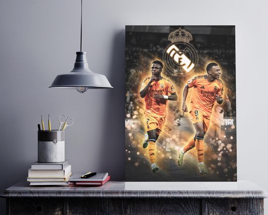 Kylian Mbappe & Vini Jr. Poster - Football Poster - Soccer Poster - Real Madrid Poster - Legendary Player - Football Art