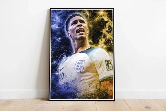 Football Poster With Jude Bellingham England Kit - Legendary Football Player from Real Madrid and England National Team - Football Art