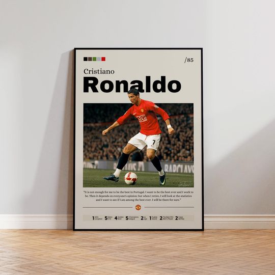 Cristiano Ronaldo Poster, Soccer Print, CR7 Print Decor, Football Legend, Manchester United Print, Sports Wall Art, Ronaldo Fan Gift