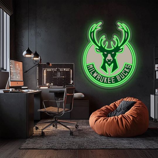 Milwaukee Bucks UV Printed Plexi Neon Signs, NBA League, Basketball Team Emblem, NBA Team Logo, Gift For Him, Basketball Lovers Gift