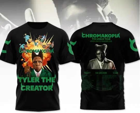 Tyler The Creator 2025 Upcoming The World Tour Chromakopia T-Shirt 3D