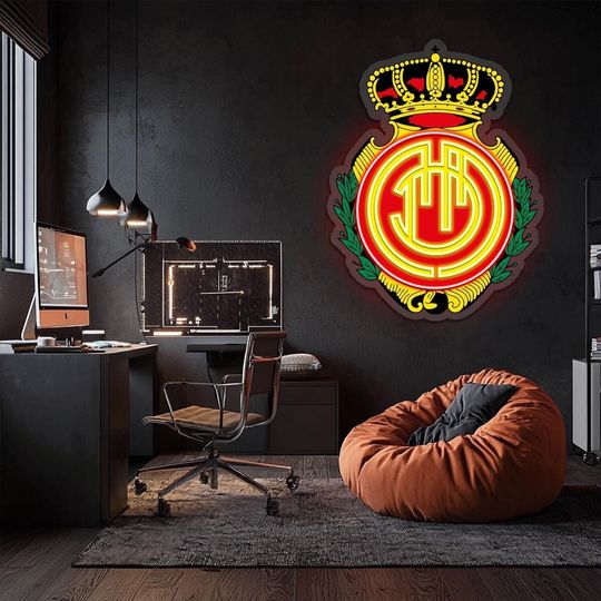 Real Club Deportivo UV Printed Plexi Neon Signs, La Liga League, Football Team Emblem, Soccer Team Logo, Gift For Him