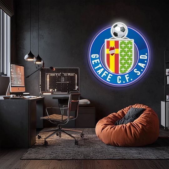 Getafe CF UV Printed Plexi Neon Signs, La Liga League, Football Team Emblem, Soccer Team Logo, Gift For Him