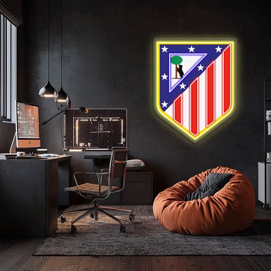 Atletico Madrid UV Printed Plexi Neon Signs, La Liga League, Football Team Emblem, Soccer Team Logo, Gift For Him