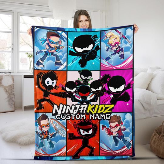 Ninja Kidz TV Family Birthday Blanket/Ninja Kidz TV Birthday Blanket/Ninja Kidz TV Blanket/Custom Ninja Kidz tv Birthday Blanket