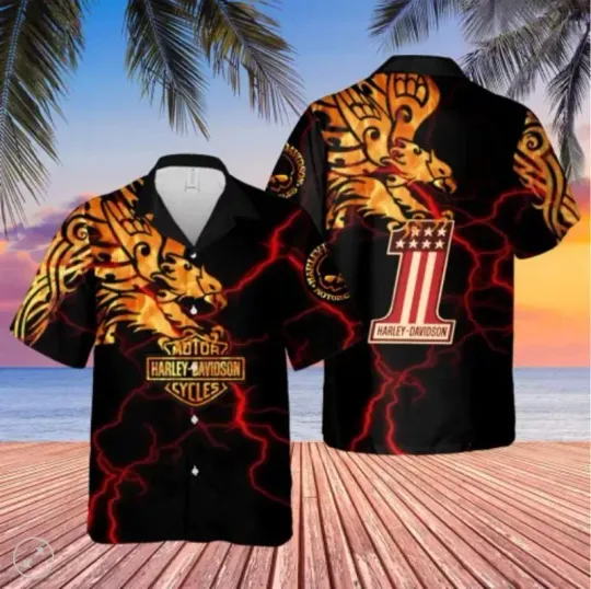 Hawaiian Shirt Haarleyy Davidson Eagle Hawaii Shirt Design 3D Full Printed Sizes