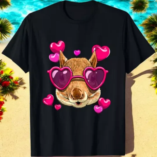 Squirrel Rodent Animal Face Squirrel Lover Valentine's Day T-Shirt