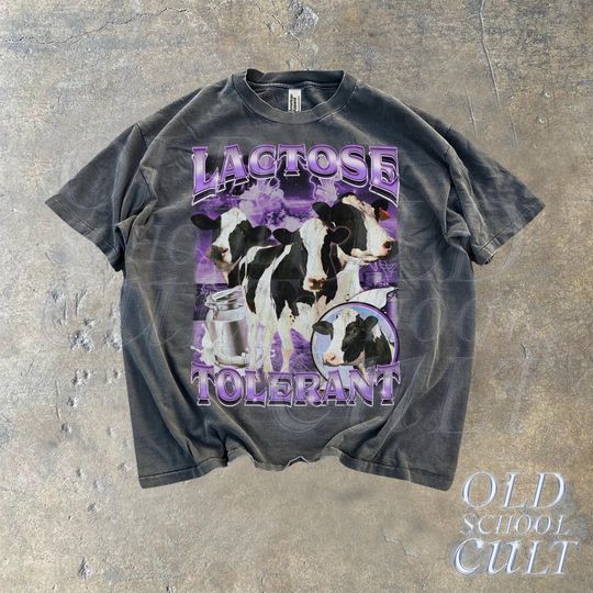 Lactose Tolerant Vintage Bootleg T-Shirt, Retro Milk 90s Funny Graphic Shirt, Funny Shirts For Friends, Y2k Unisex Baggy Shirt, Meme Shirts