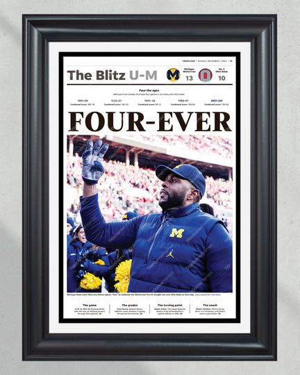 2024 Michigan Wolverines Upsets Ohio State FOUR-EVER Newspaper