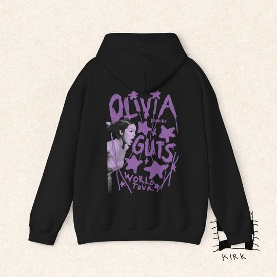 Olivia Rodrigo GUTS Halftoned Hand Drawn Doodle - Tees by Kirk Unisex Heavy Blend Hooded Sweatshirt