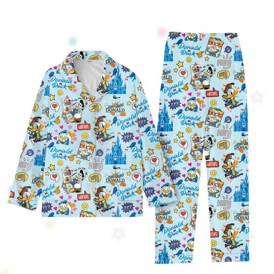 Discover Donald Duck Pajamas Set, Disneyland Castle Shirt, Disney Trip Shirt, Magic Kingdom Pajamas Family, Birthday Girl Shirt, Gift For Fan