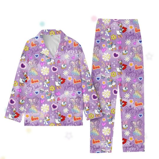 Daisy Duck Pajamas Set, Disneyland Castle Shirt, Disney Trip Shirt, Magic Kingdom Pajamas Family, Birthday Girl Shirt, Gift For Her