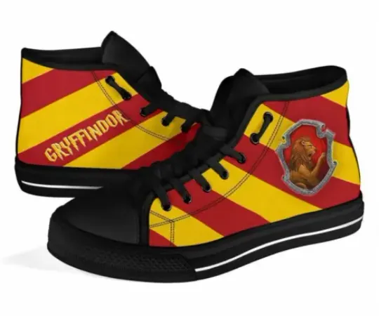 Cartoon Gryffindor Printed High Top Shoes.