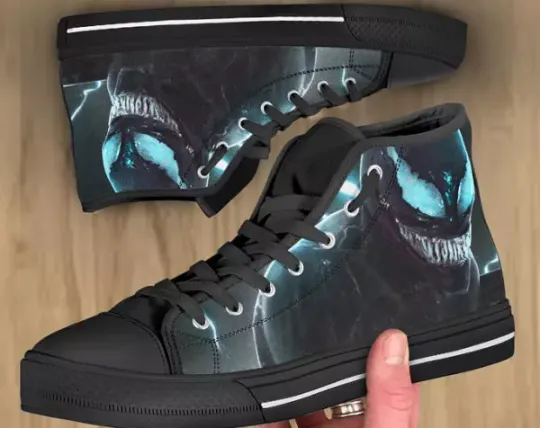 Gift Idea For Fans, Dark Venom Printed High Top Shoes.