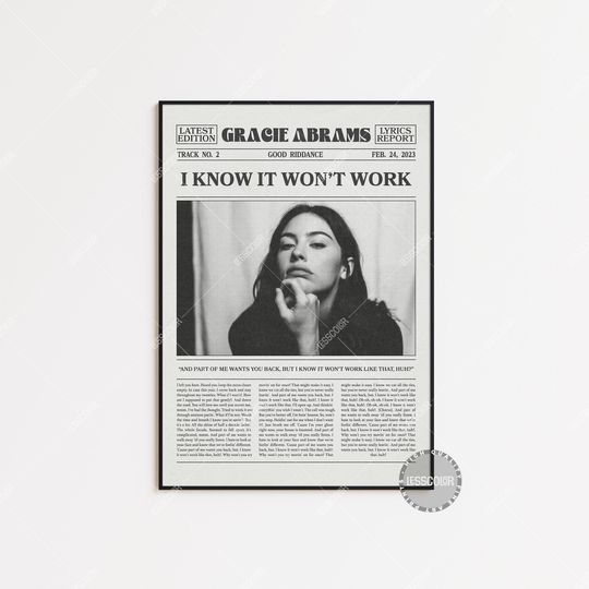 Gracie Abrams Retro Newspaper Poster | Music Tour Poster | Gift For Fan