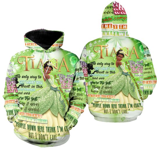 Tiana Punk Words Pattern | Disney 3D Hoodie