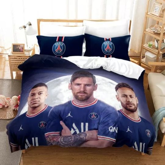 Football Star Messi Mbappé Bedding Set | Soccer Bedding | Gift