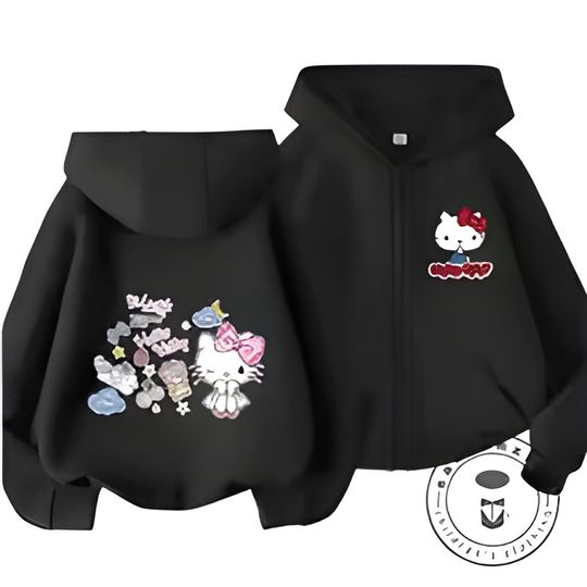 Kawaii Hello Kitty Double Sided Zip Hoodies