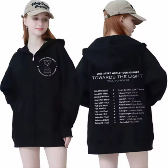 Kpop ATEEZ World Tour 2025 Zipper Hoodie Men Women