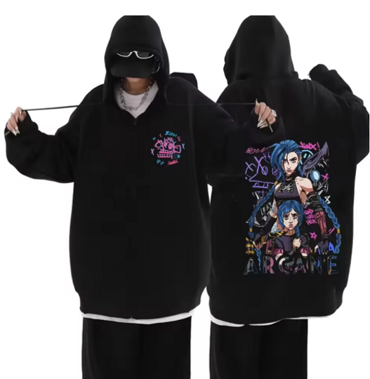 Arcane Jinx Zip Up Jackets Boom Game Lovers Double Sided Zip Hoodies