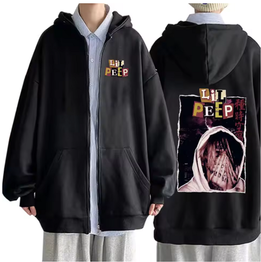Rapper Lil Peep CryBaby Double Sided Zip Hoodies