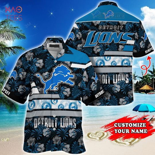 Custom name Detroit Lions Hawaiians Shirt, Sunday Football, Detroit Flower Hawaiians Shirt