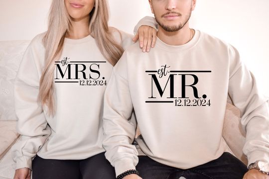 Mr and Mrs Sweatshirt, Wife and Husband, Just Married Sweatshirt | Valentine Shirt | Couple Gift