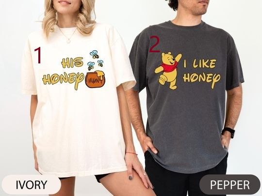 Comfort Colors Retro Winnie The Pooh Shirt, I Like Honey His Honey Shirt, Disney Couple Shirt, Disneyland Couple Shirt, Disney Matching