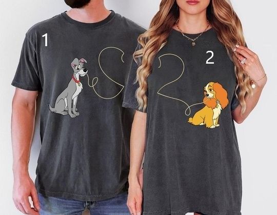 Lady And The Tramp Spaghetti Couples Comfort Colors Shirt, Disney Couple Valentine's Day Matching Tee, Disneyland Trip, Wedding Anniversary