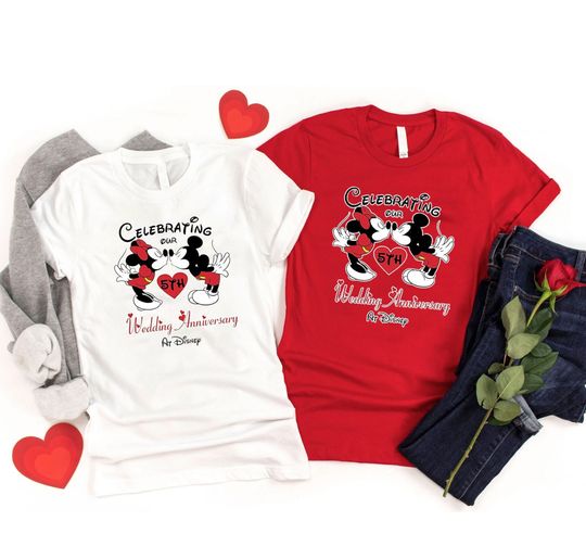 Custom Anniversary Disneyland Shirt, Personalized Year Anniversary Gift For Couples, D i s n e y Matching Couple Celebrating Wedding Shirt