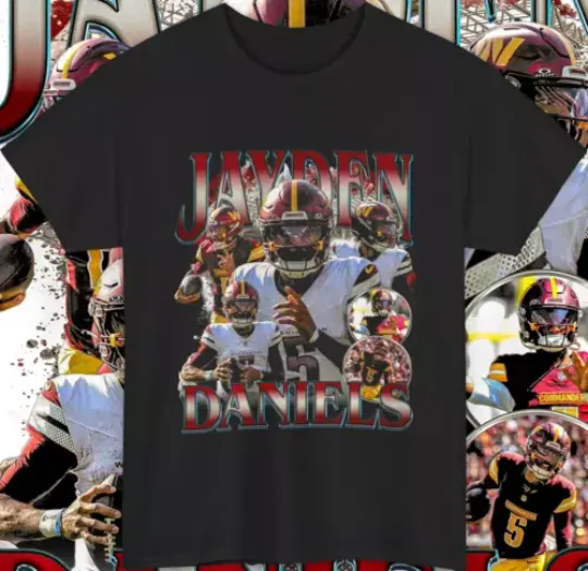Jayden Daniels Shirt Graphic Tee Vintage Washington Commanders football Merch