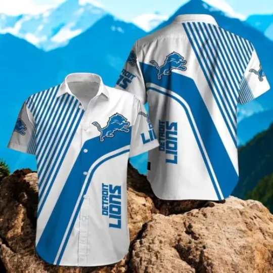 Detroit Lions Hawaiian Shirt Stripes Pattern Best Hawaiian Shirts